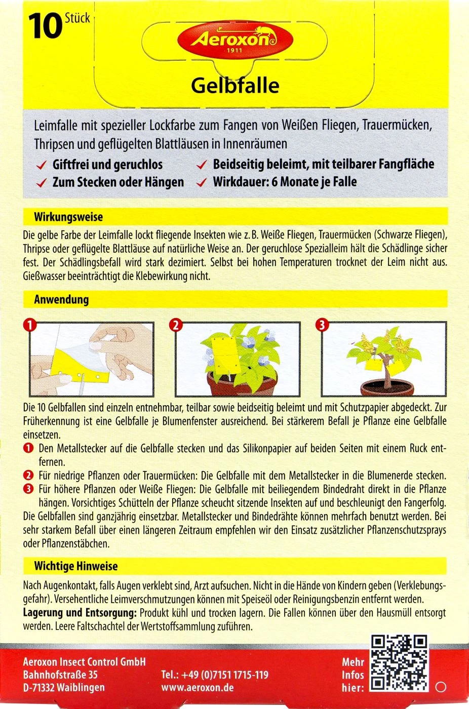 Aeroxon Gelbfalle - 10 Stück 4 Aeroxon Gelbfalle - 10 Stück – Bild 2
