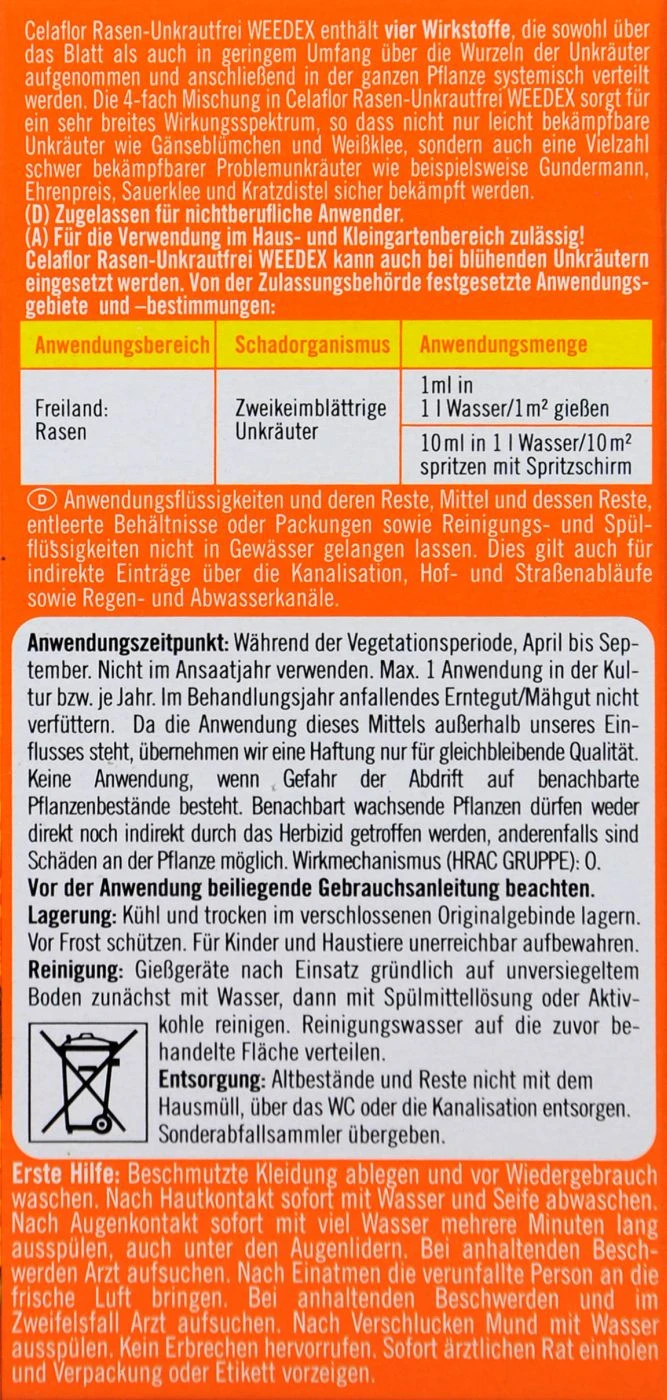 Celaflor Rasen-Unkrautfrei Weedex - 100 Ml 4 Celaflor Rasen-Unkrautfrei Weedex - 100 Ml – Bild 2