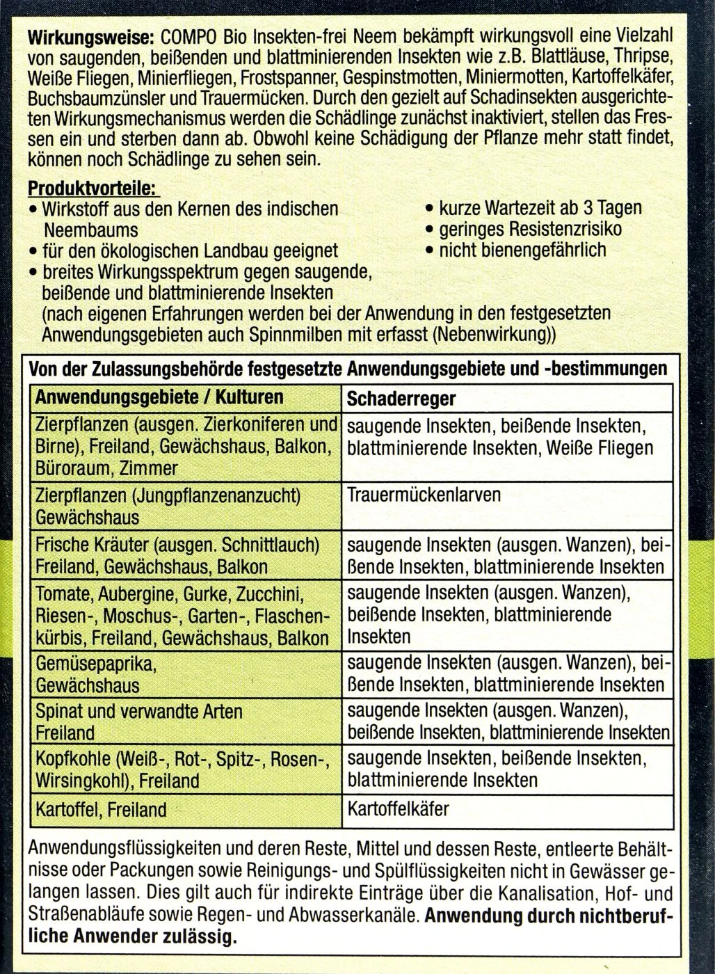 Compo Bio Insekten-frei Neem - 30 Ml 5 Compo Bio Insekten-frei Neem - 30 Ml – Bild 3