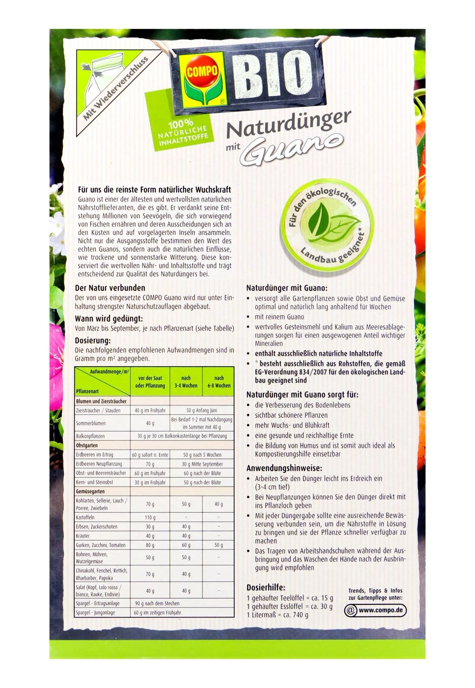 Compo Bio Naturdünger Guano - 1 Kg 4 Compo Bio Naturdünger Guano - 1 Kg – Bild 2