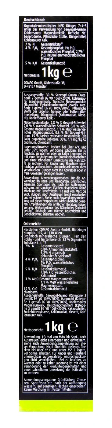 Compo Bio Naturdünger Guano - 1 Kg 5 Compo Bio Naturdünger Guano - 1 Kg – Bild 3