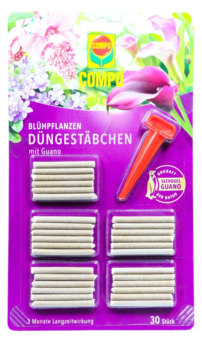 Compo Blühpflanzen Düngestäbchen Mit Guano - 30 Stück 3 Compo Blühpflanzen Düngestäbchen Mit Guano - 30 Stück