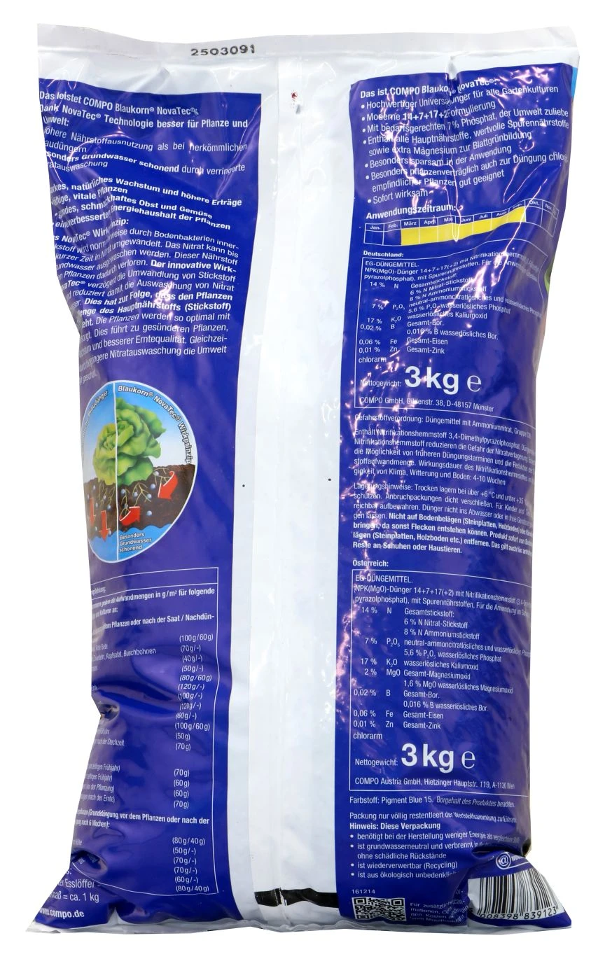 Compo Gartendünger Blaukorn NovaTec - 3 Kg 4 Compo Gartendünger Blaukorn NovaTec - 3 Kg – Bild 2