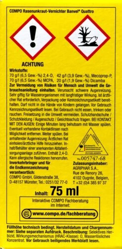Compo Rasenunkraut-Vernichter Banvel Quattro - 75 Ml -SubStral Compo20Rasenunkraut Vernichter20Banvel20Quattro 33419 L01