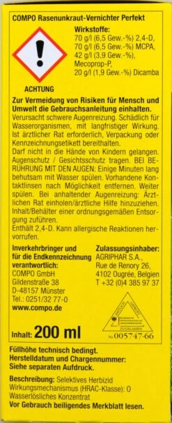 Compo Rasenunkraut-Vernichter Perfekt - 200 Ml 8 Compo Rasenunkraut-Vernichter Perfekt - 200 Ml -SubStral Compo20Rasenunkraut Vernichter20Perfekt 31831 L01