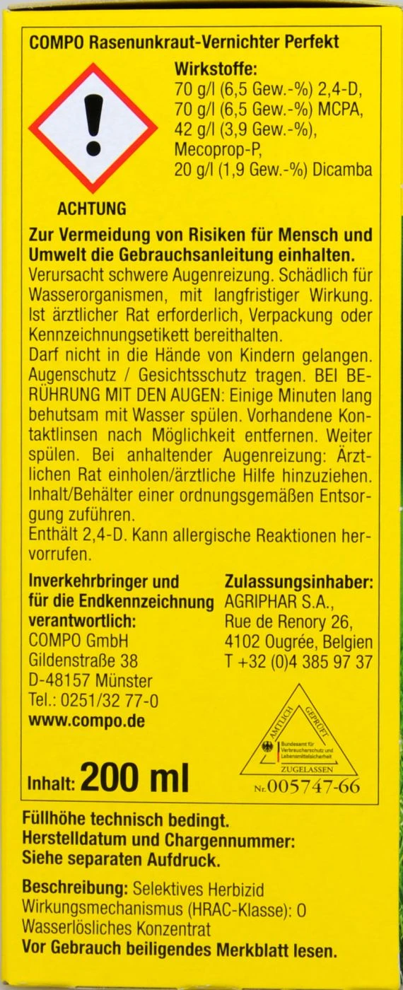 Compo Rasenunkraut-Vernichter Perfekt - 200 Ml 5 Compo Rasenunkraut-Vernichter Perfekt - 200 Ml – Bild 3