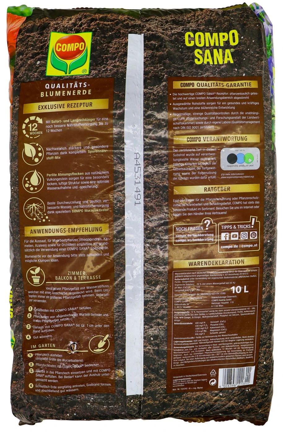 Compo Sana Qualitäts-Blumenerde - 10 L 4 Compo Sana Qualitäts-Blumenerde - 10 L – Bild 2