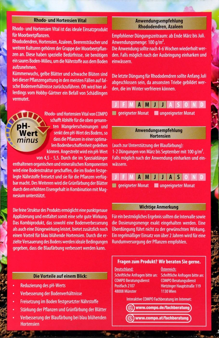 Compo Spezialdünger Rhodo- Und Hortensien Vital - 1 Kg 5 Compo Spezialdünger Rhodo- Und Hortensien Vital - 1 Kg – Bild 3