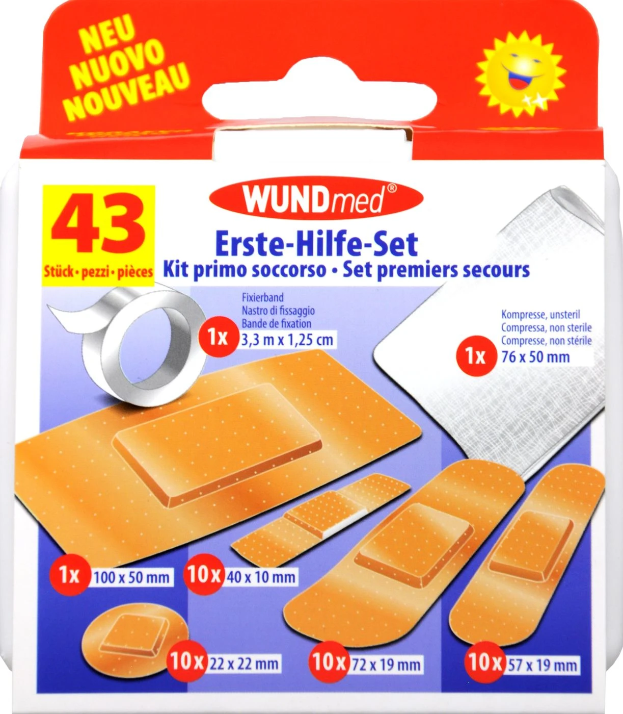 Pflaster Erste Hilfe Box - 43 Stück 3 Pflaster Erste Hilfe Box - 43 Stück