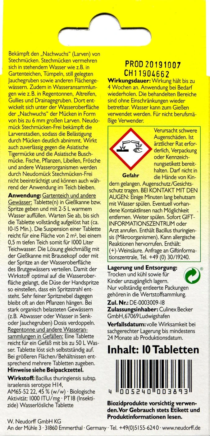 Neudorff Neudomück Stechmücken-Frei - 10 Stück 4 Neudorff Neudomück Stechmücken-Frei - 10 Stück – Bild 2