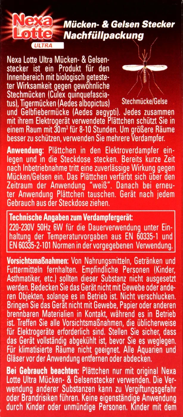 Nexa Lotte Mücken- Und Gelsenstecker Ultra Nachfüllpack - 20 Stück 5 Nexa Lotte Mücken- Und Gelsenstecker Ultra Nachfüllpack - 20 Stück – Bild 3