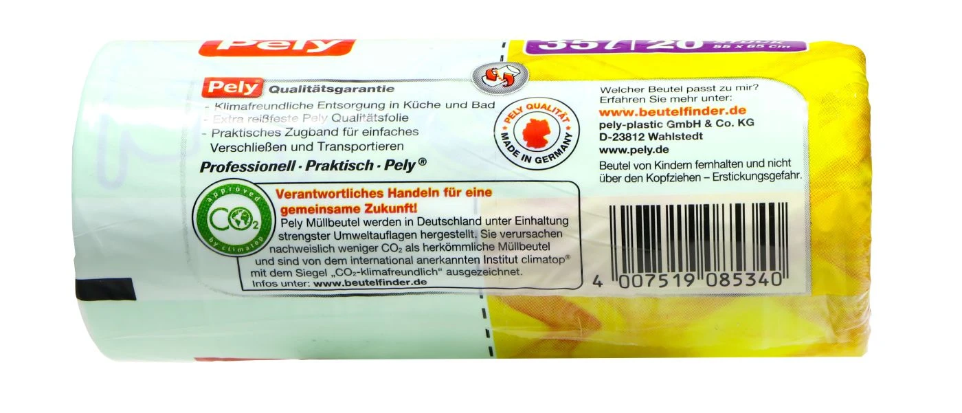 Pely Clean Zugband Müllbeutel 35 L - 15 Stück 4 Pely Clean Zugband Müllbeutel 35 L - 15 Stück – Bild 2