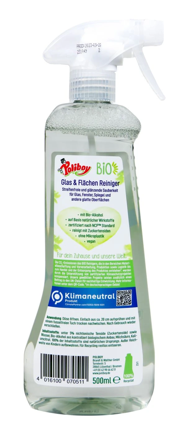 Poliboy Bio Glas & Flächen Reiniger - 500 Ml 4 Poliboy Bio Glas & Flächen Reiniger - 500 Ml – Bild 2