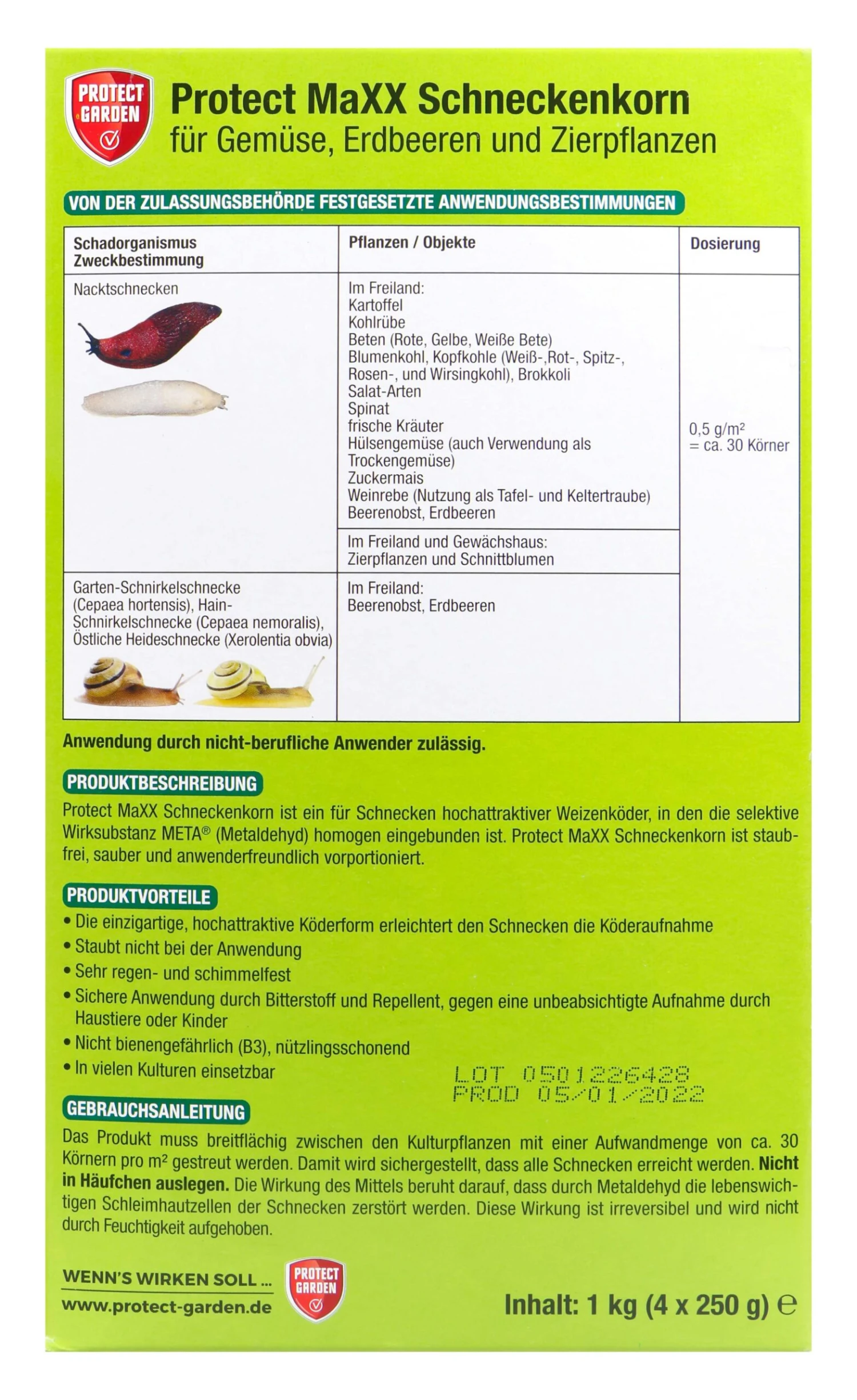 Protect Garden Schneckenkorn Protect Maxx - 1 Kg 6 Protect Garden Schneckenkorn Protect Maxx - 1 Kg – Bild 4