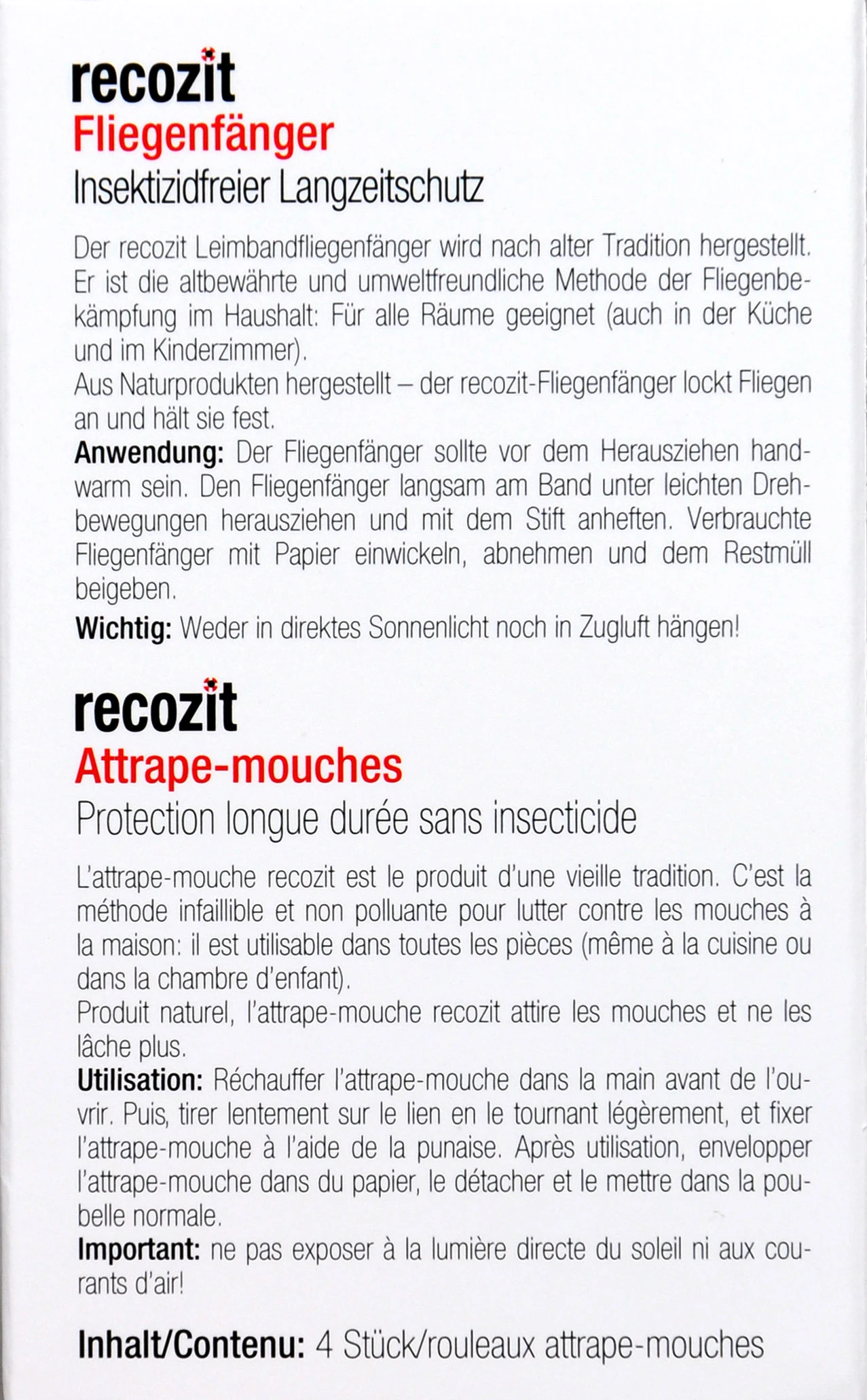 Recozit Fliegenfänger - 4 Stück 4 Recozit Fliegenfänger - 4 Stück – Bild 2