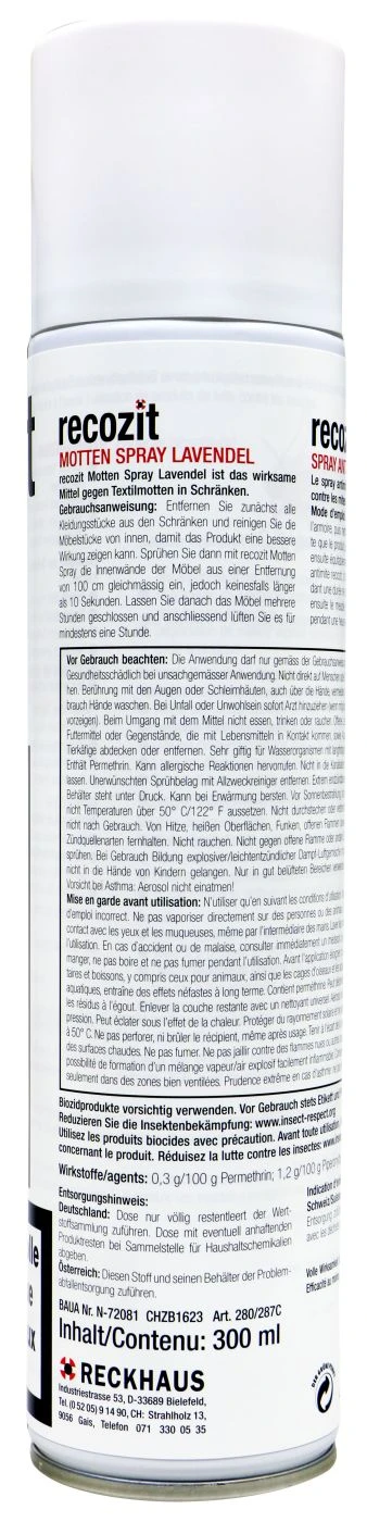 Recozit Mottenspray Lavendel - 0,3 L 3 Recozit Mottenspray Lavendel - 0,3 L – Bild 2