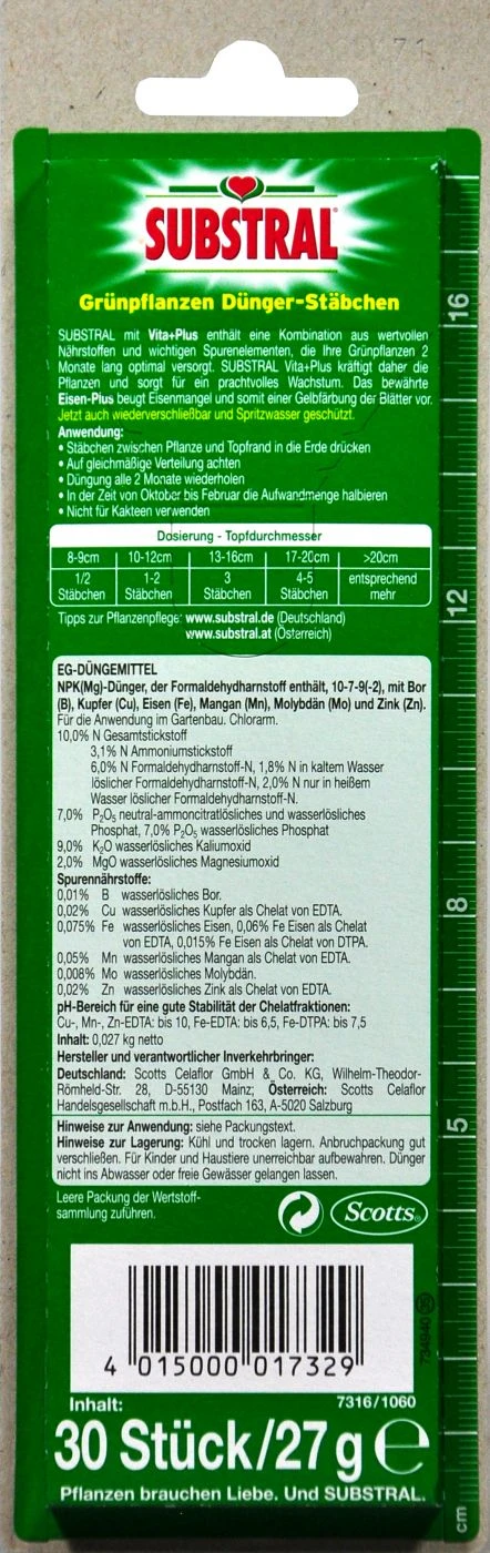 Substral Grünpflanzen Düngerstäbchen - 30 Stück 4 Substral Grünpflanzen Düngerstäbchen - 30 Stück – Bild 2