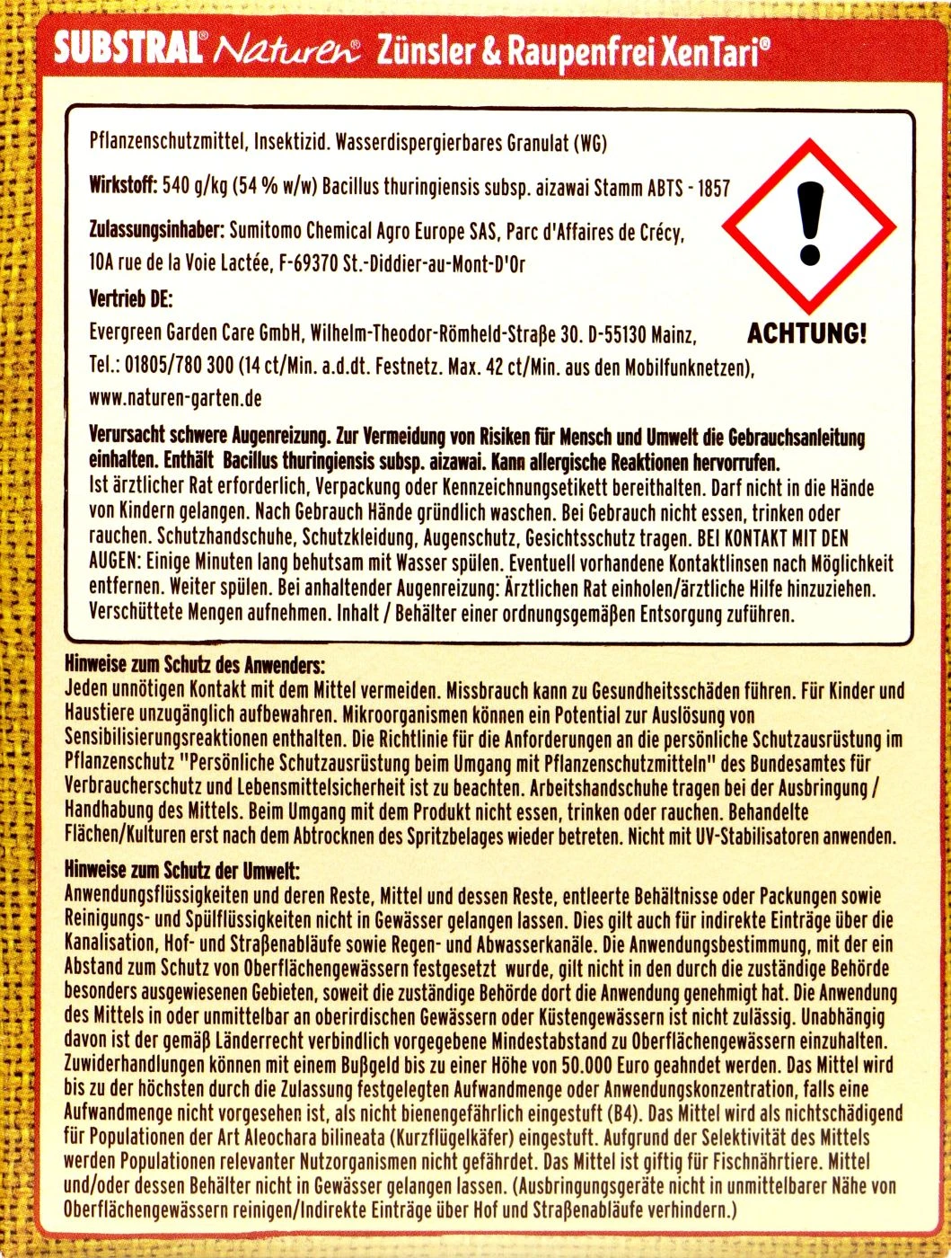 Naturen Bio Zünsler & Raupenfrei XenTari - 20 G 5 Naturen Bio Zünsler & Raupenfrei XenTari - 20 G – Bild 3